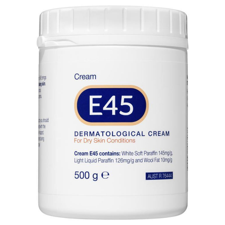 E45 Moisturising Cream for Dry Skin & Eczema 500g front image on Livehealthy HK imported from Australia