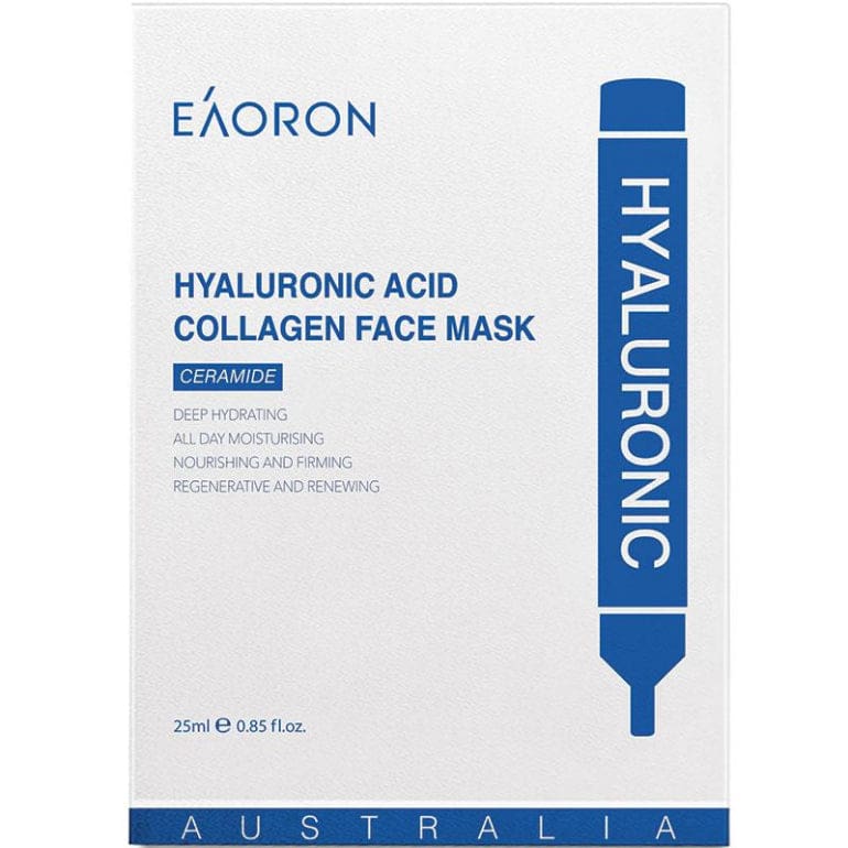 Eaoron Hyaluronic Acid Collagen Hydrating Face Mask 25ml 5 Piece front image on Livehealthy HK imported from Australia