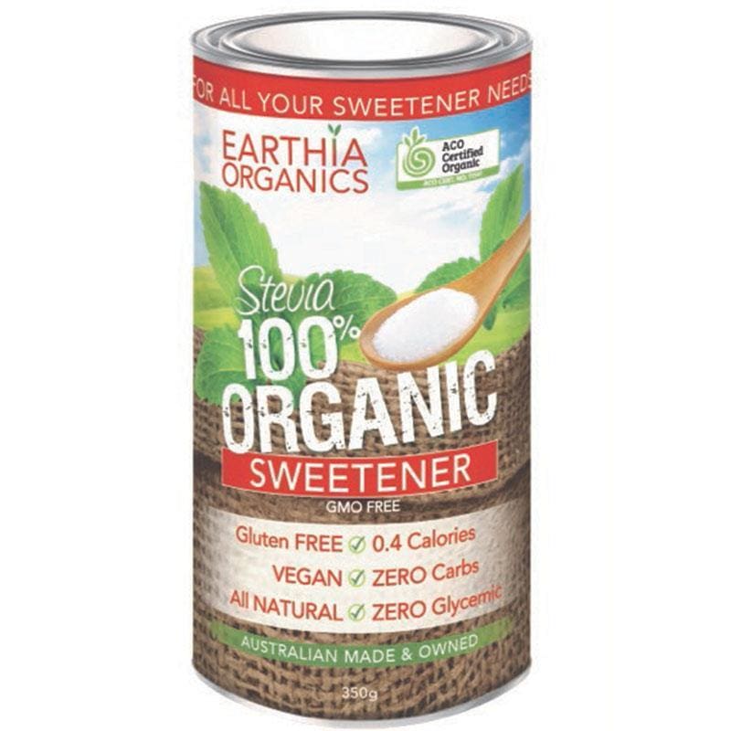 Earthia Organics 100% Organic Stevia Sweetener 350g front image on Livehealthy HK imported from Australia