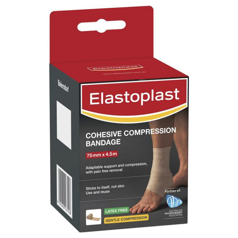 Elastoplast 48317 Sport Cohesive Bandage Tan 7.5cm x 4.5m front image on Livehealthy HK imported from Australia