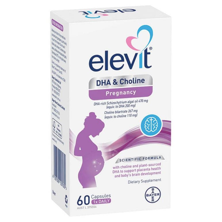 Elevit DHA + Choline Pregnancy 60 Capsules front image on Livehealthy HK imported from Australia
