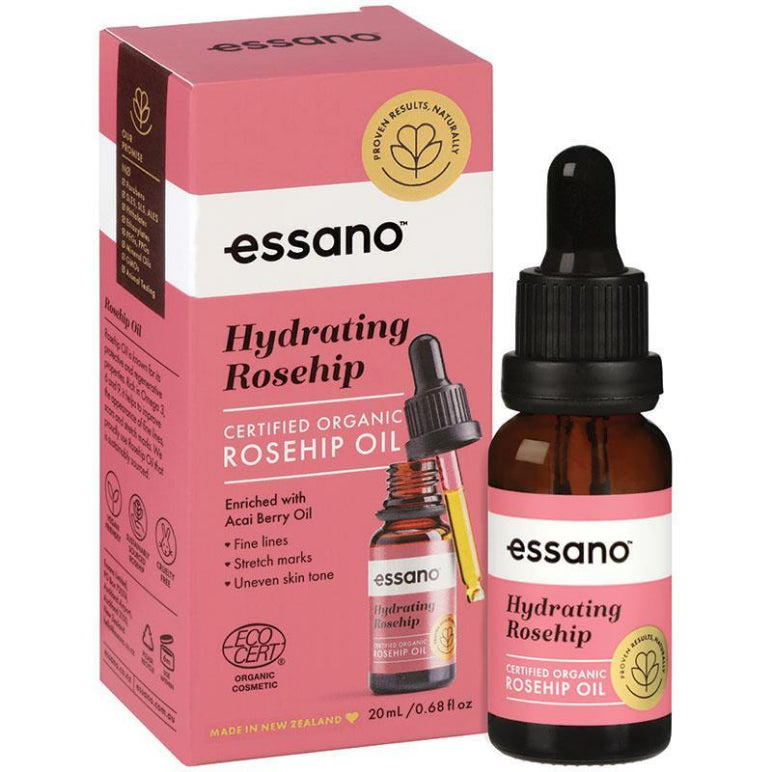 Essano Rosehip Certified Organic Rosehip Oil 20ml front image on Livehealthy HK imported from Australia