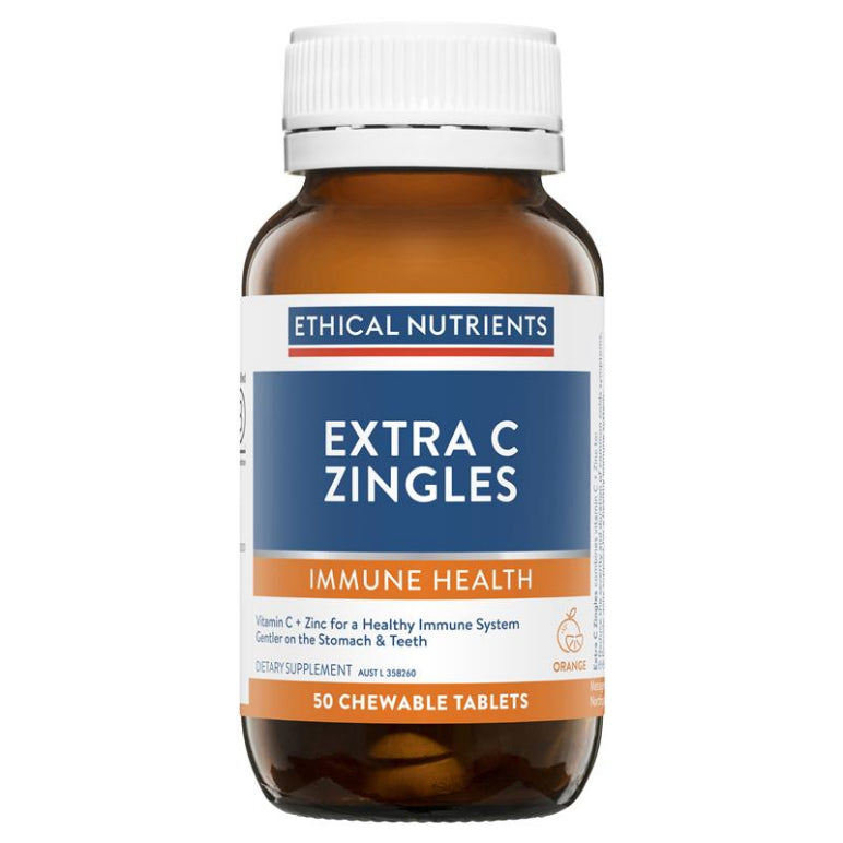 Ethical Nutrients Extra C Zingles Orange 50 Tablets front image on Livehealthy HK imported from Australia