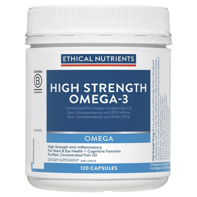 Ethical Nutrients High Strength Omega-3 120 Capsules front image on Livehealthy HK imported from Australia