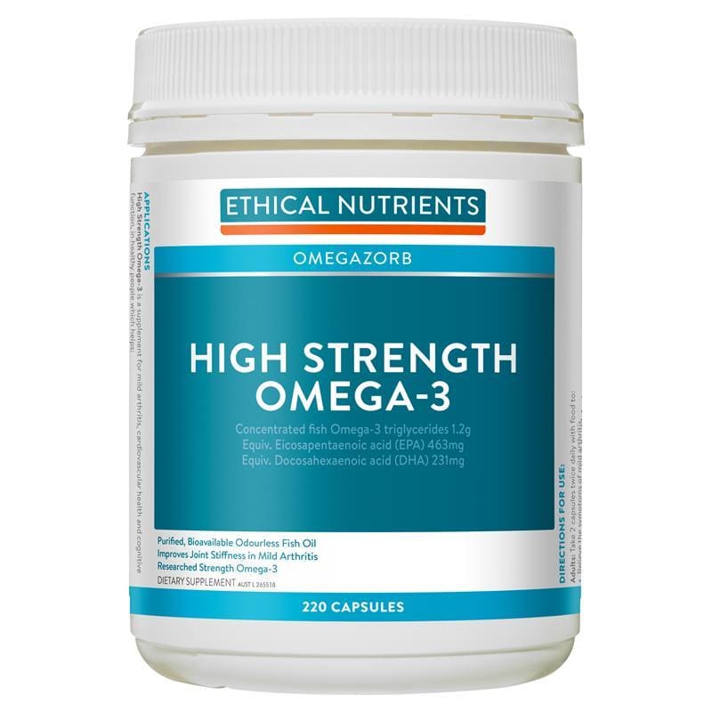 Ethical Nutrients High Strength Omega-3 220 Capsules front image on Livehealthy HK imported from Australia