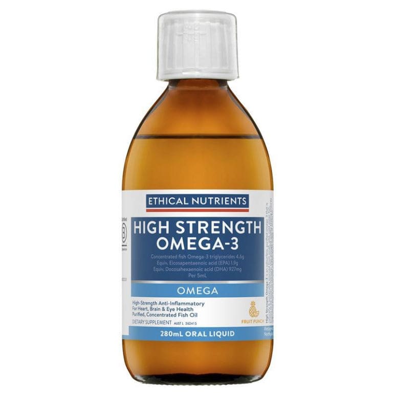 Ethical Nutrients High Strength Omega-3 Liquid (Fruit Punch) 280ml front image on Livehealthy HK imported from Australia