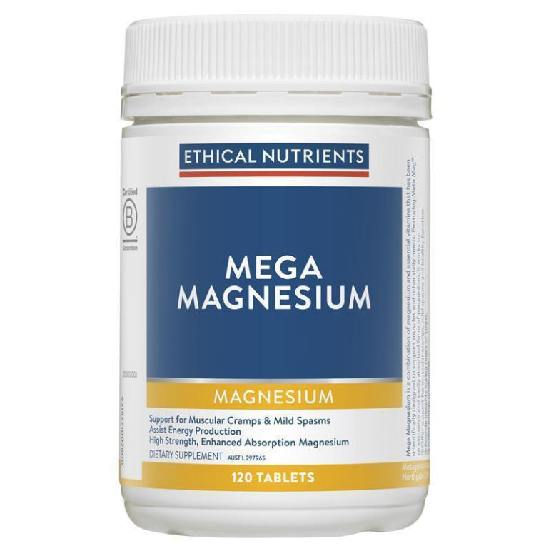 Ethical Nutrients Mega Magnesium 120 Tablets front image on Livehealthy HK imported from Australia