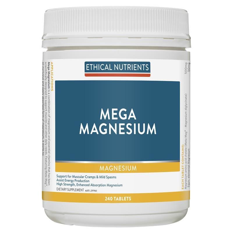 Ethical Nutrients Mega Magnesium 240 Tablets front image on Livehealthy HK imported from Australia