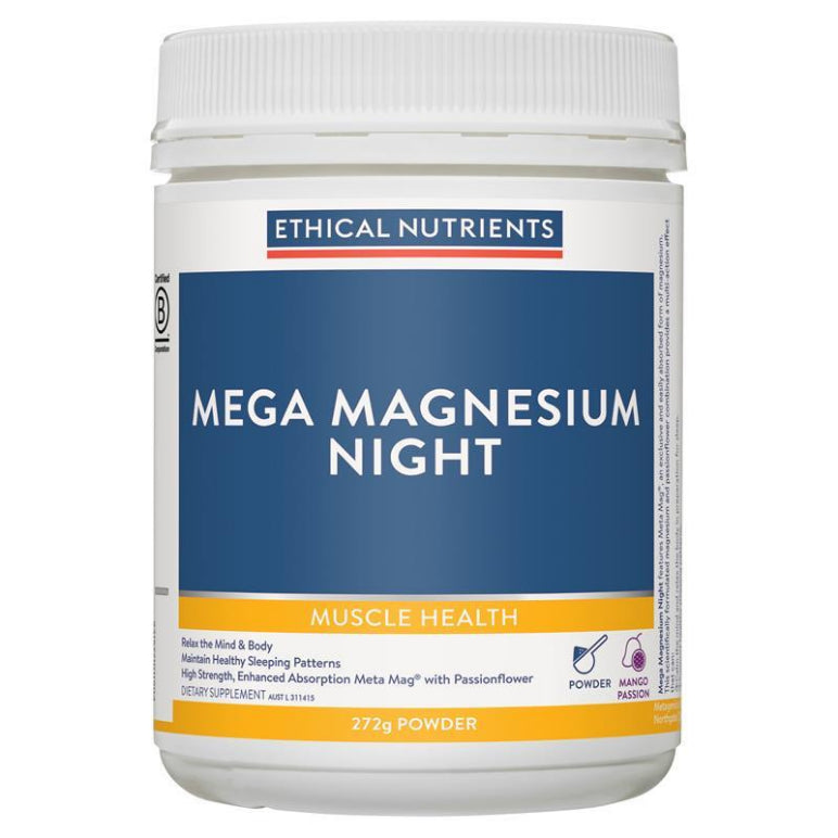 Ethical Nutrients Mega Magnesium Night Powder 272g front image on Livehealthy HK imported from Australia