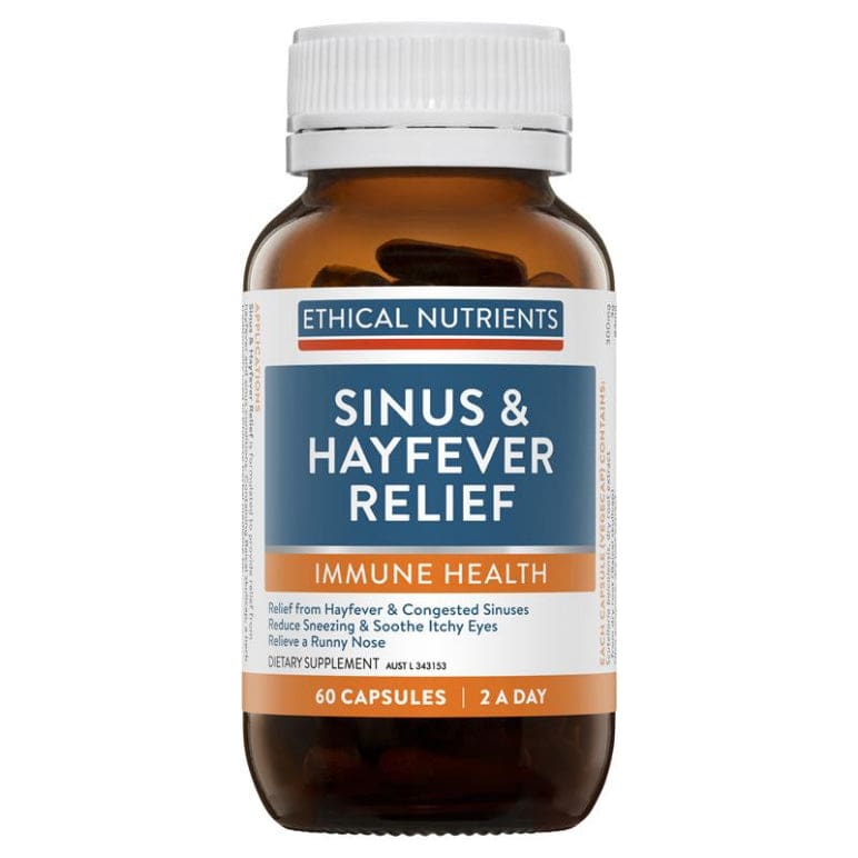 Ethical Nutrients Sinus & Hayfever Relief 60 Tablets front image on Livehealthy HK imported from Australia