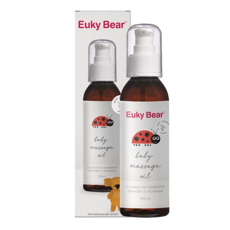 Euky Bear Baby Massage Oil 125ml front image on Livehealthy HK imported from Australia