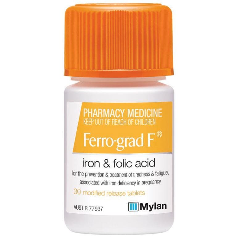 Ferro-grad F Iron & Folic Acid 30 Tablets front image on Livehealthy HK imported from Australia