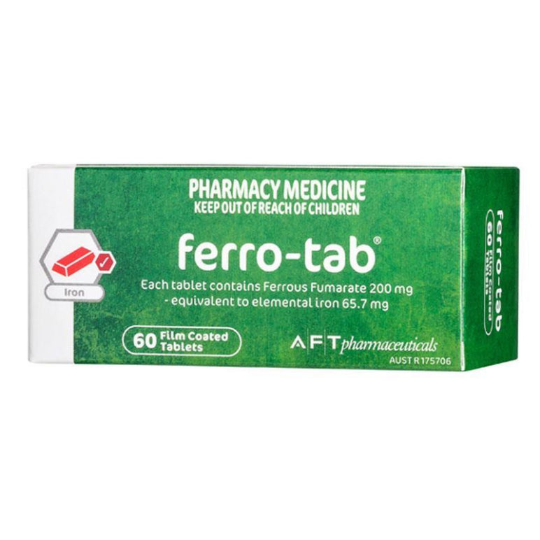 Ferro Tab 200mg 60 Tablets front image on Livehealthy HK imported from Australia