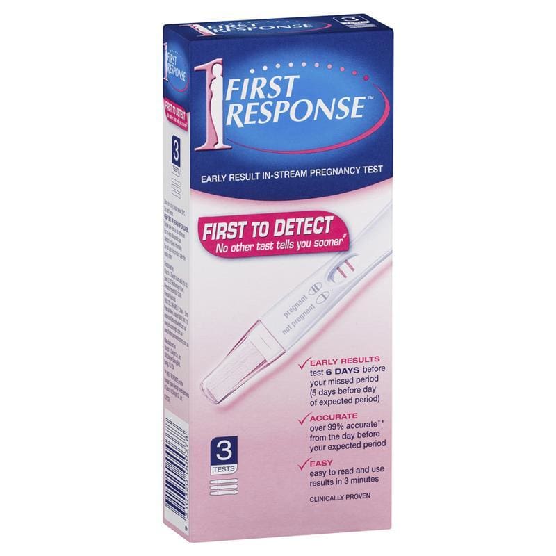 First Response Instream Pregnancy Test 3 Tests front image on Livehealthy HK imported from Australia