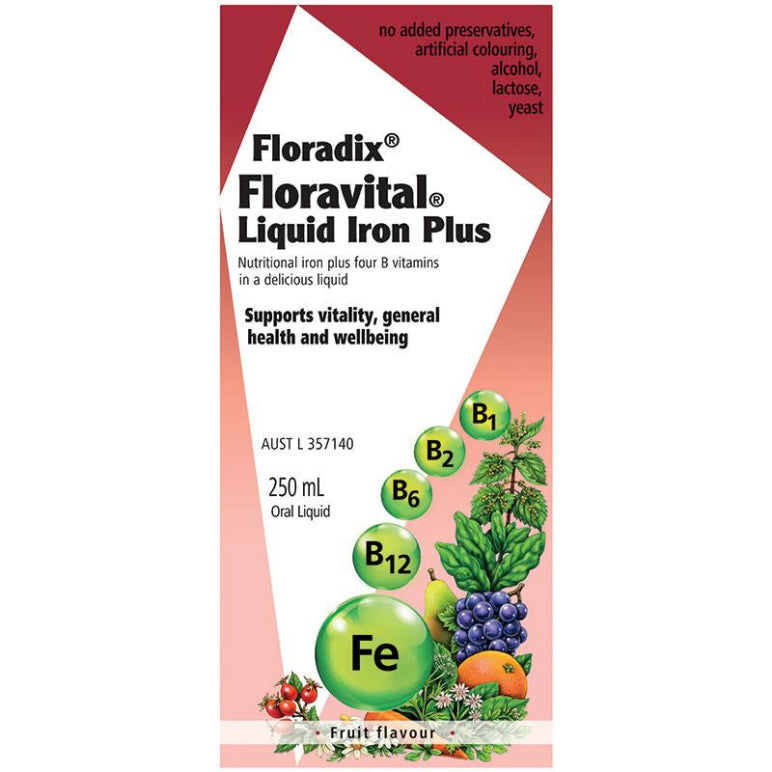Floradix Floravital Liquid Iron Plus 250ml Oral Liquid New Look front image on Livehealthy HK imported from Australia