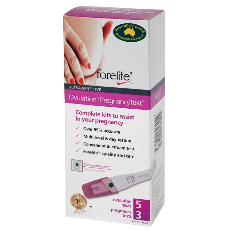 Forelife Ultra Sensitive Ovulation + Pregnancy 8 Test front image on Livehealthy HK imported from Australia