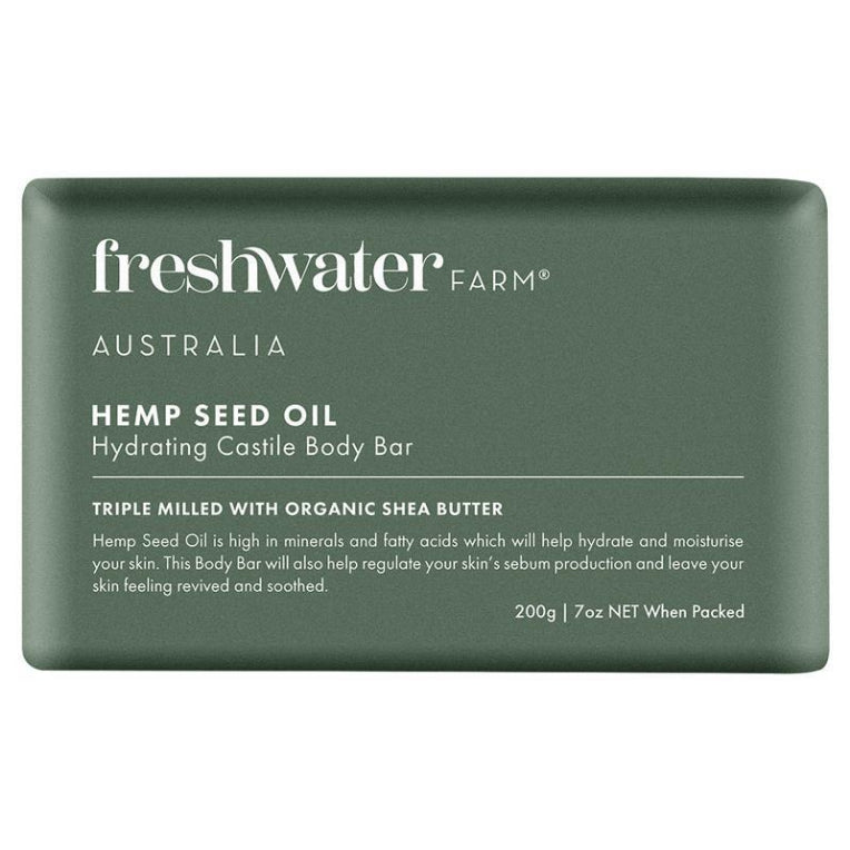 Freshwater Farm Australia Hemp Seed Oil Hydrating Body Bar 200g front image on Livehealthy HK imported from Australia