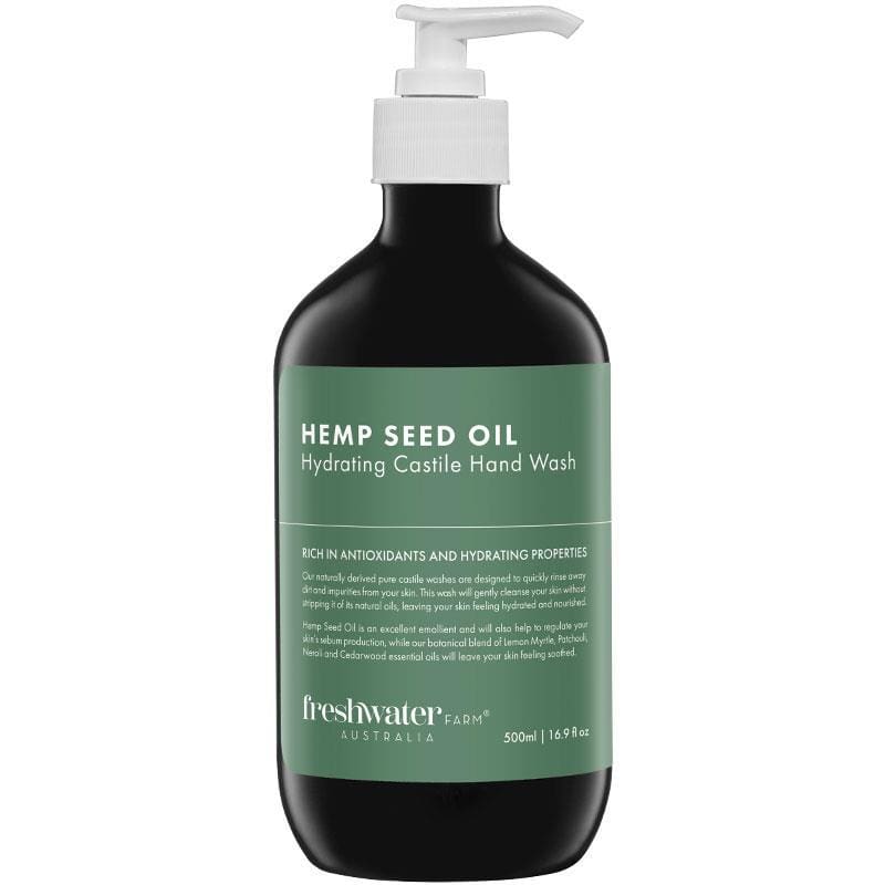 Freshwater Farm Australia Hemp Seed Oil Hydrating Castile Hand Wash 500ml front image on Livehealthy HK imported from Australia