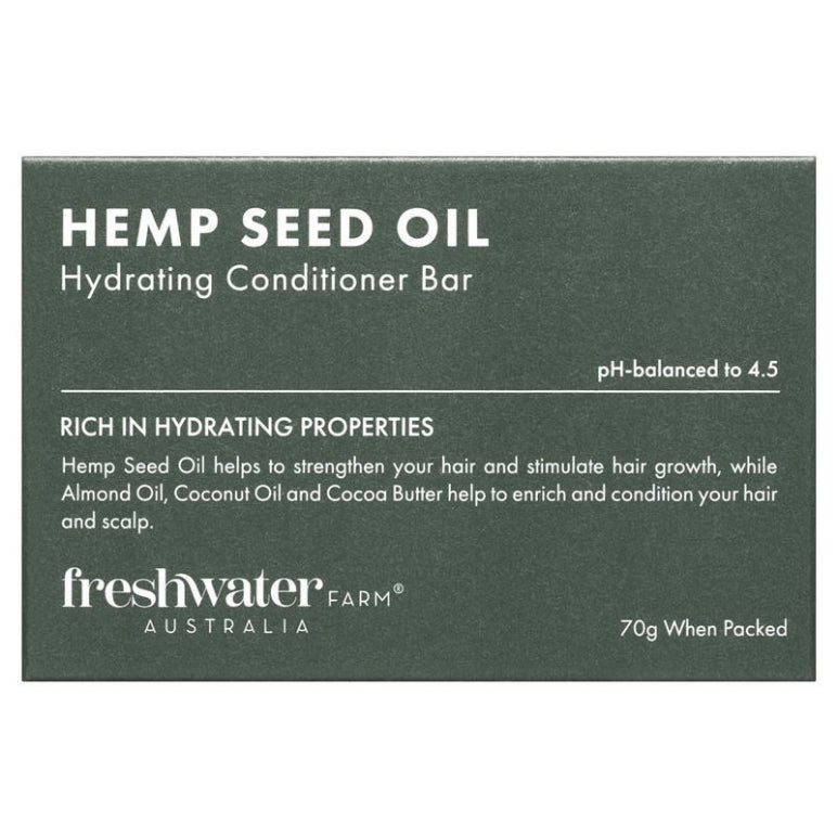 Freshwater Farm Australia Hemp Seed Oil Hydrating Conditioner Bar 70g front image on Livehealthy HK imported from Australia