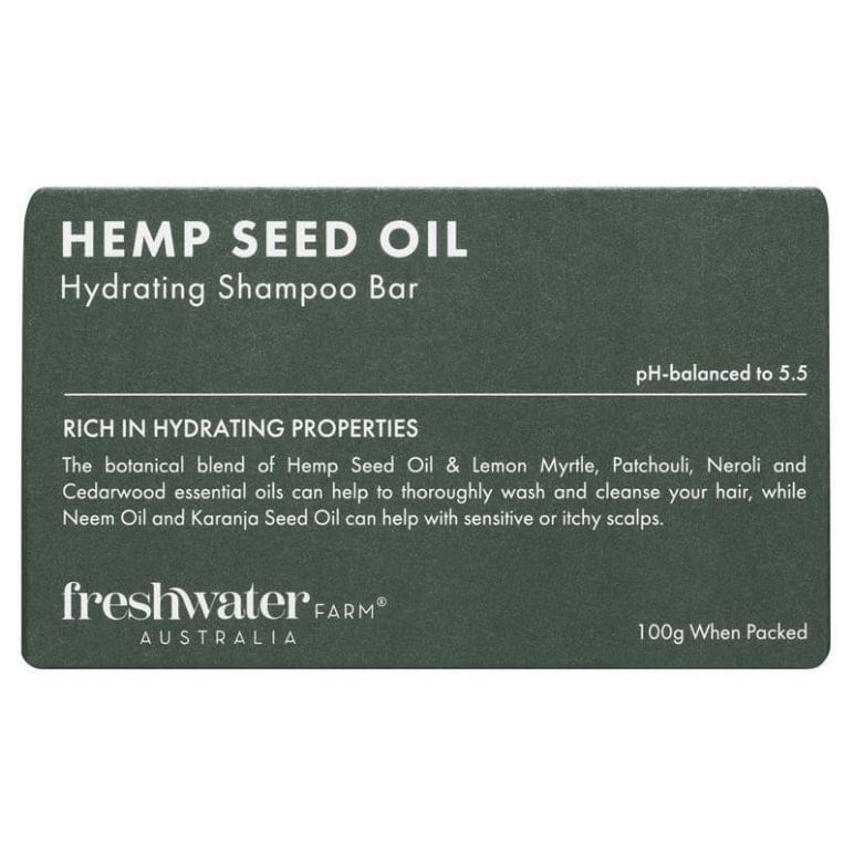 Freshwater Farm Australia Hemp Seed Oil Hydrating Shampoo Bar 100g front image on Livehealthy HK imported from Australia