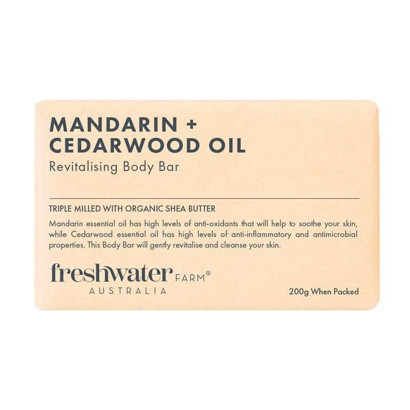 Freshwater Farm Australia Mandarin + Cedarwood Oil Revitalising Body Bar 200g front image on Livehealthy HK imported from Australia