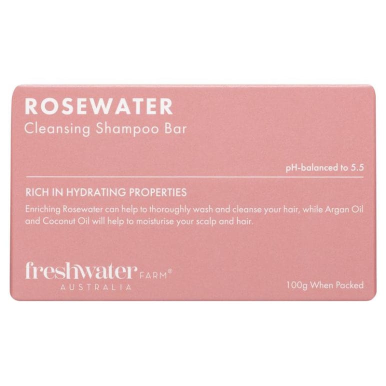 Freshwater Farm Australia Rosewater Cleansing Shampoo Bar 100g front image on Livehealthy HK imported from Australia