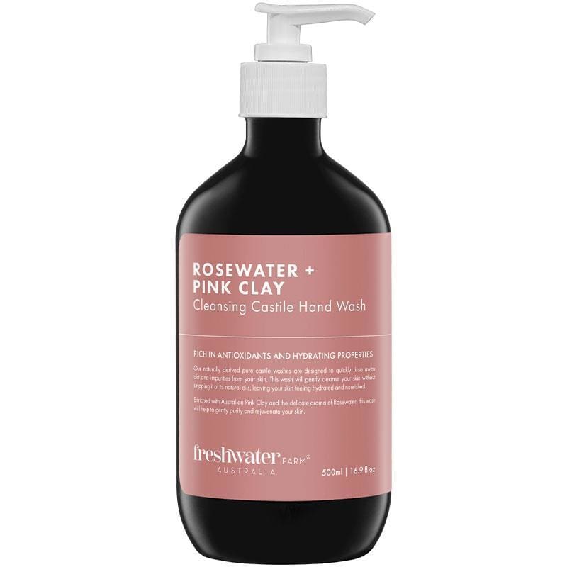 Freshwater Farm Australia Rosewater + Pink Clay Cleansing Castile Hand Wash 500ml front image on Livehealthy HK imported from Australia