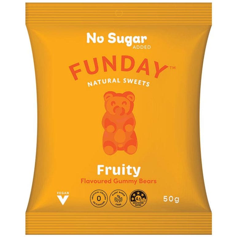 Funday Fruity Flavoured Vegan Gummy Bears 50g front image on Livehealthy HK imported from Australia