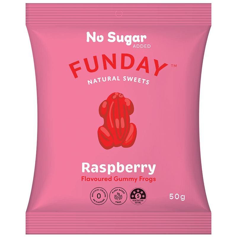 Funday Raspberry Flavoured Gummy Frogs 50g front image on Livehealthy HK imported from Australia