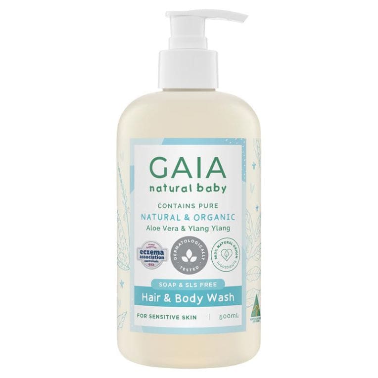Gaia Natural Baby Hair & Body Wash 500ml front image on Livehealthy HK imported from Australia