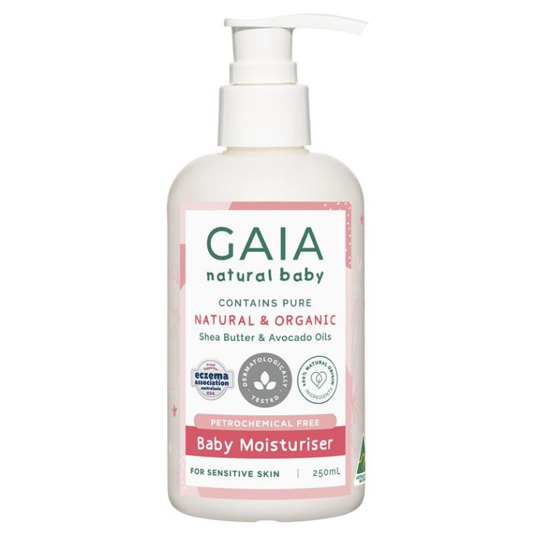 Gaia Natural Baby Moisturiser 250ml front image on Livehealthy HK imported from Australia