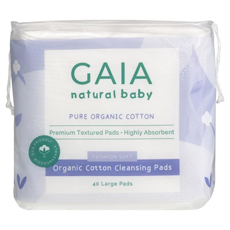 Gaia Natural Baby Organic Cotton Cleansing Pads 40 Pack front image on Livehealthy HK imported from Australia