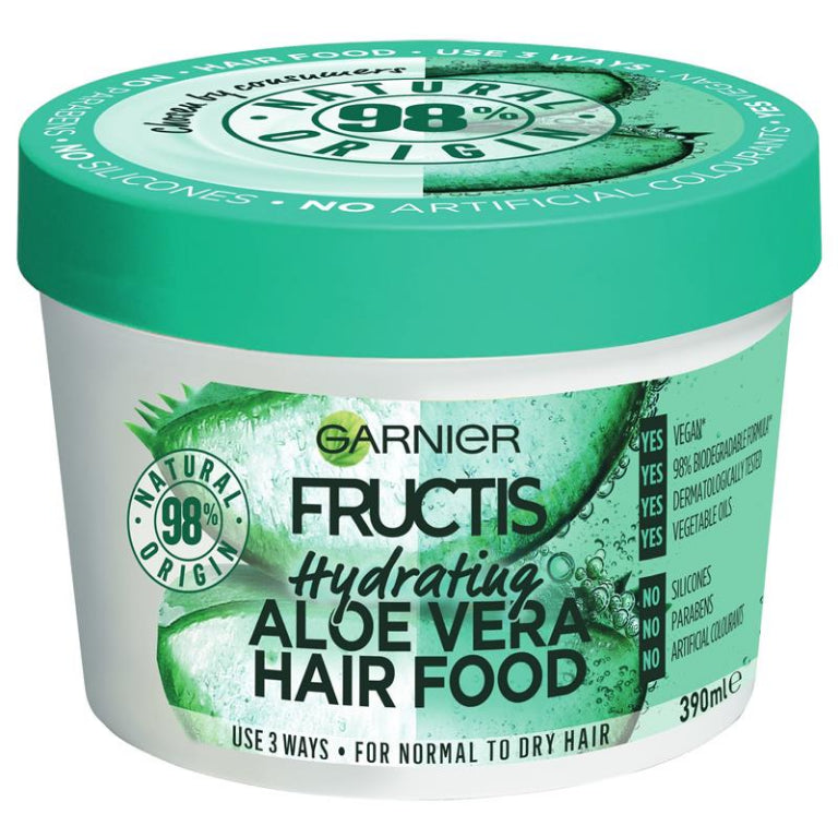 Garnier Fructis Hair Food Hydrating Aloe Vera 3-in-1 Mask Treatment 390ml front image on Livehealthy HK imported from Australia