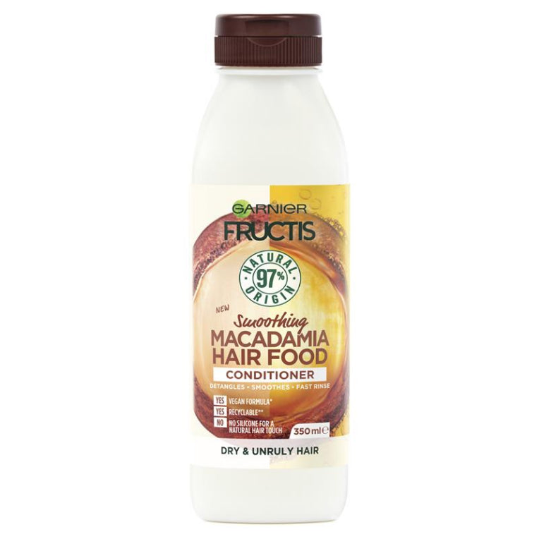 Garnier Fructis Hair Food Smoothing Macadamia Conditioner For Unruly Hair 350ml front image on Livehealthy HK imported from Australia