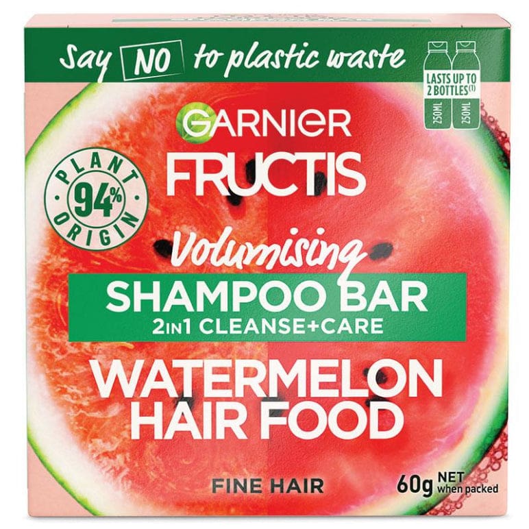 Garnier Fructis Watermelon Hair Food 2 In 1 Shampoo Bar 60g front image on Livehealthy HK imported from Australia