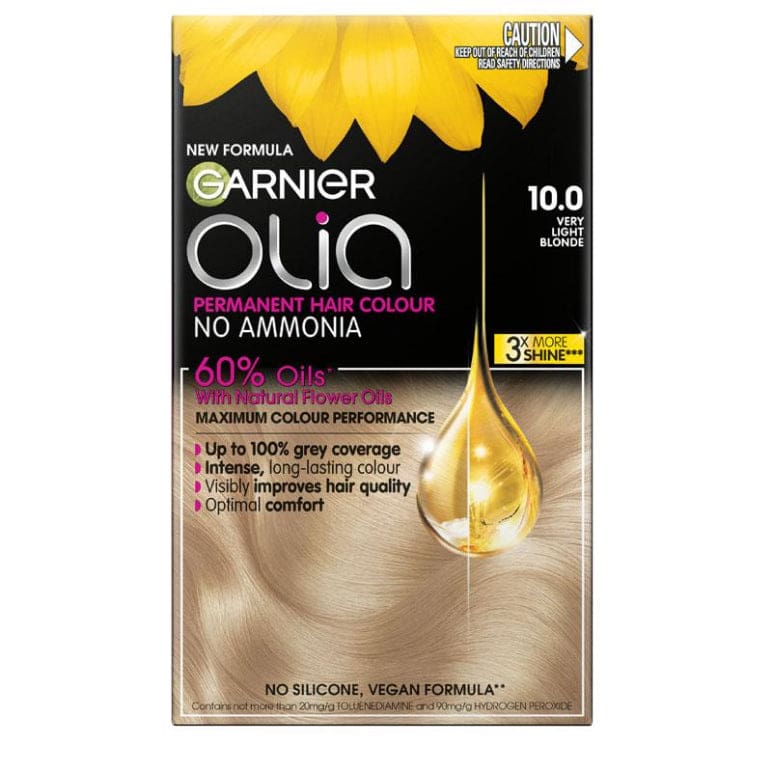 Garnier Olia 10.0 Very Light Blonde Permanent Hair Colour No Ammonia 60% Oils front image on Livehealthy HK imported from Australia