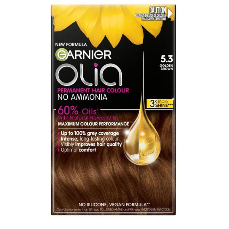 Garnier Olia 5.3 Golden Brown Permanent Hair Colour No Ammonia 60% Oils front image on Livehealthy HK imported from Australia