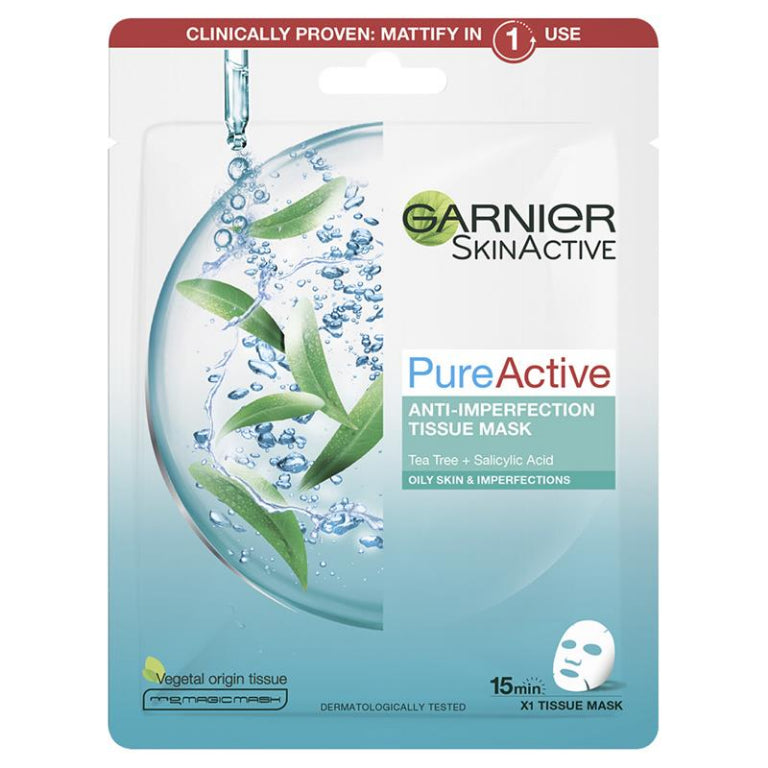 Garnier Pure Active Anti Imperfection Sheet Mask front image on Livehealthy HK imported from Australia