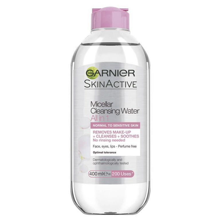 Garnier SkinActive Micellar Cleansing Water For All Skin Types 400ml front image on Livehealthy HK imported from Australia