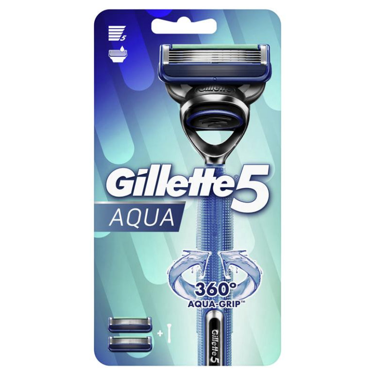 Gillette 5 Aqua Razor + 2 Blade Refills front image on Livehealthy HK imported from Australia