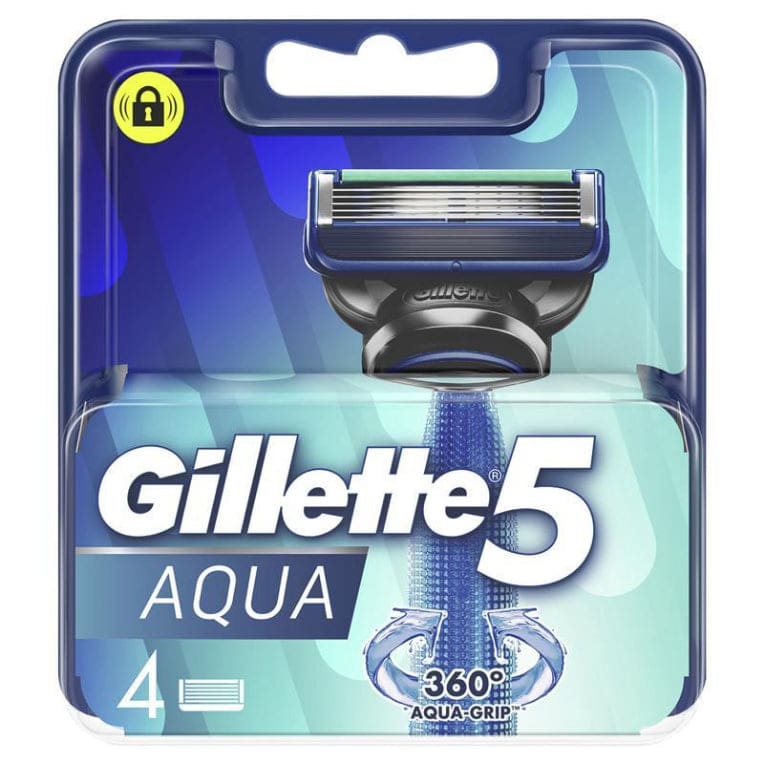 Gillette 5 Aqua Razor Blades 4 Pack front image on Livehealthy HK imported from Australia