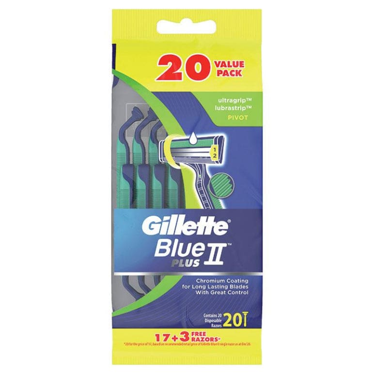 Gillette Blue II Plus 20 Pack front image on Livehealthy HK imported from Australia