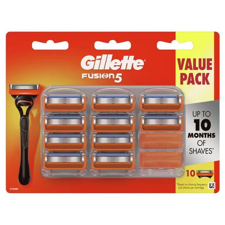 Gillette Fusion Razor Blades 10 Cartridges Refills front image on Livehealthy HK imported from Australia