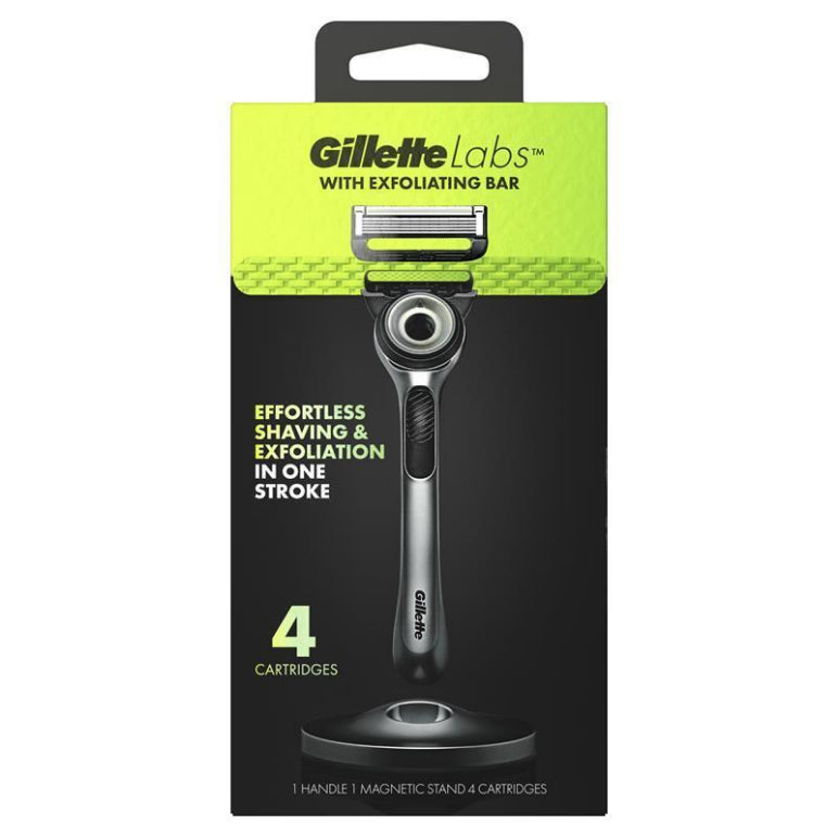Gillette Labs Exfoliating Razor with Magnetic Stand + 4 Blade Refills front image on Livehealthy HK imported from Australia