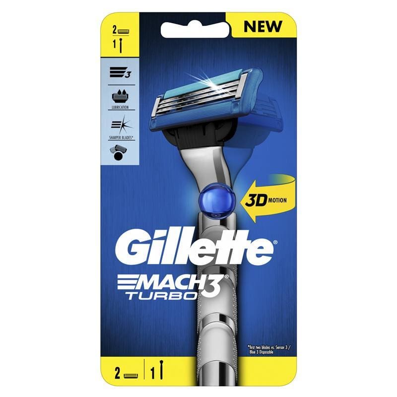 Gillette Mach 3 Turbo 3D Razor 2 Up front image on Livehealthy HK imported from Australia
