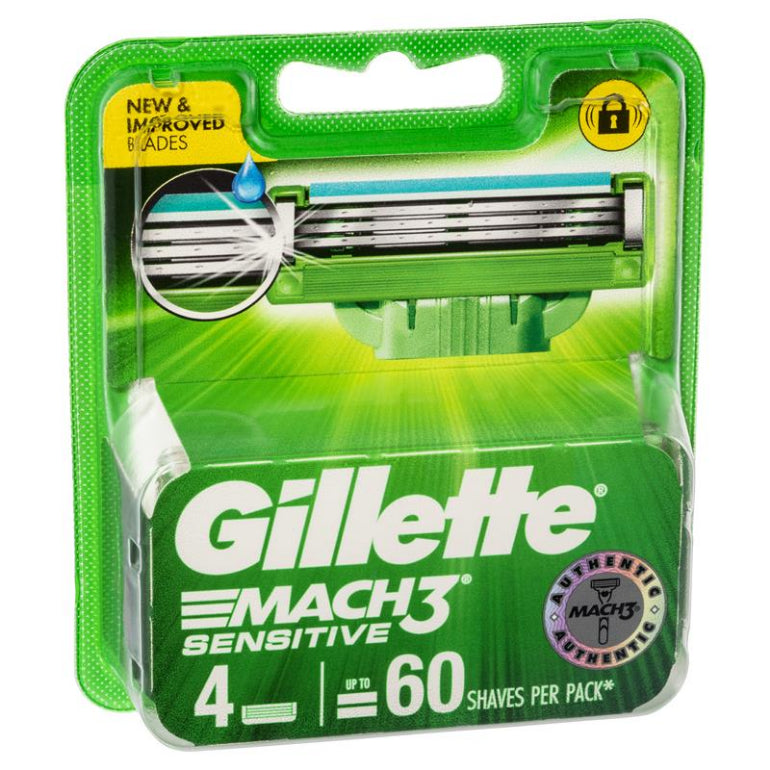 Gillette Mach 3 Turbo Sensitive 4 Pack front image on Livehealthy HK imported from Australia