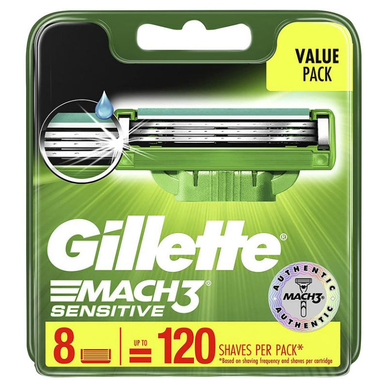 Gillette Mach 3 Turbo Sensitive 8 Pack front image on Livehealthy HK imported from Australia