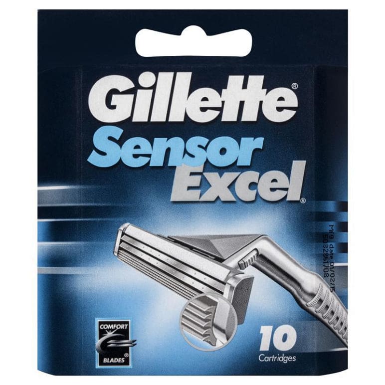 Gillette Sensor Excel Refill Shaving Cartridge Pack 10 front image on Livehealthy HK imported from Australia