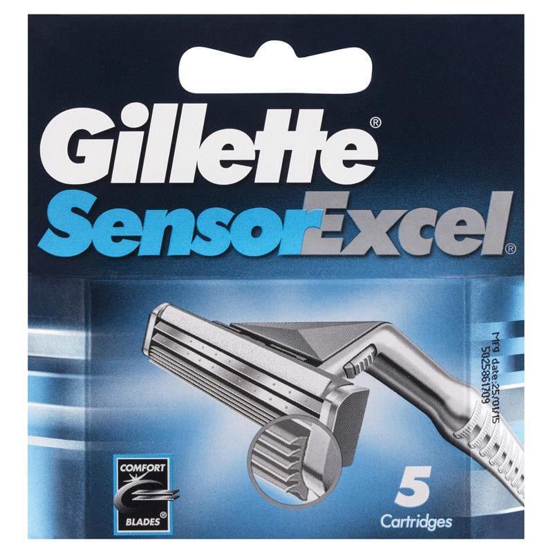 Gillette Sensor Excel Shaving Refill Cartridge Pack 5 front image on Livehealthy HK imported from Australia