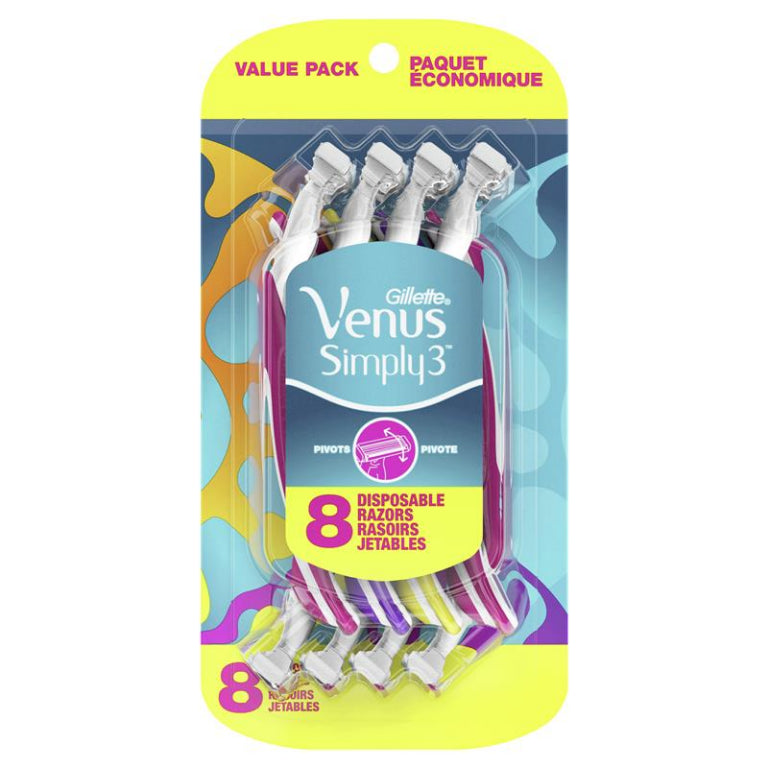 Gillette Simply Venus3 Disposables 8 Pack front image on Livehealthy HK imported from Australia